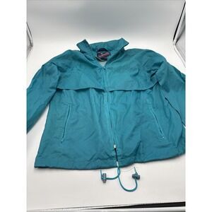Vintage Herman's Windbreaker Rain Coat Women's Green Size Small 100% Nylon Hood
